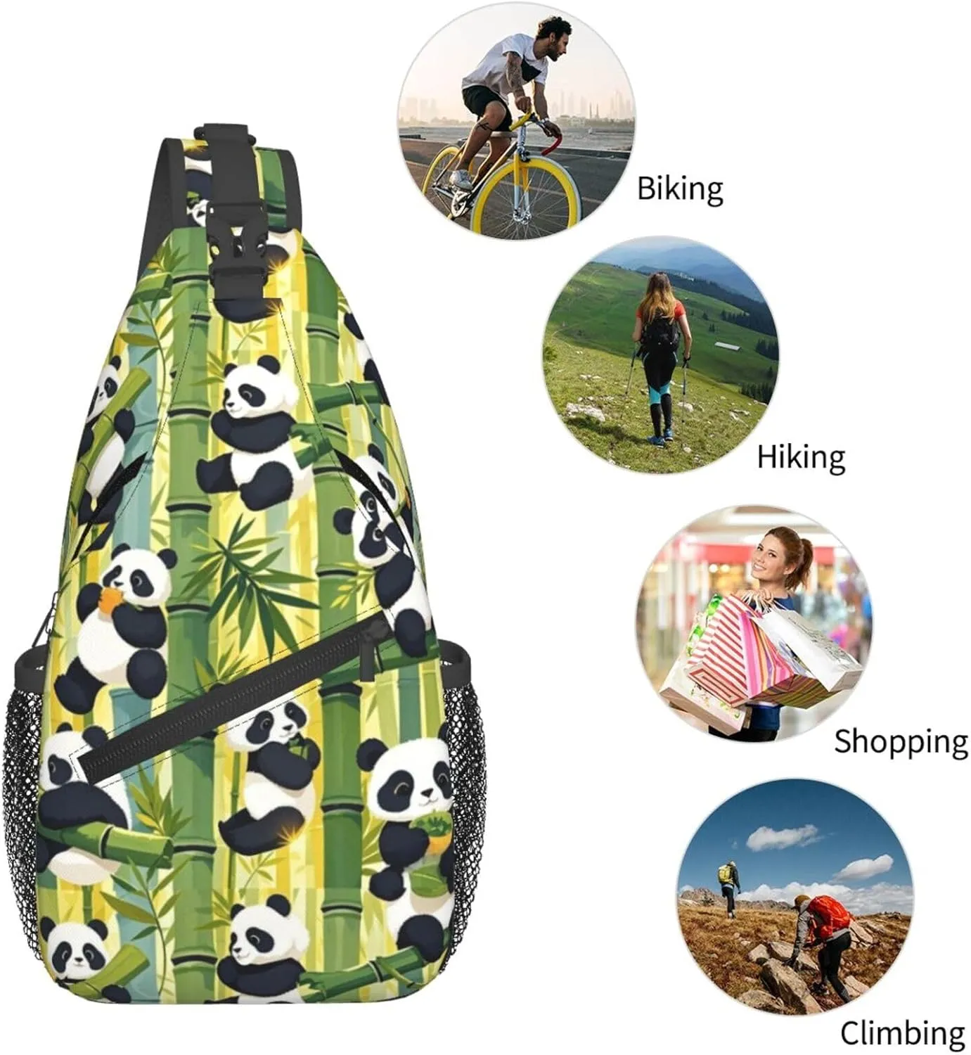 Cute Pandas Living in a Tree House Crossbody Bags Cross Chest Bag Adjustable Sling Backpack for Women Men