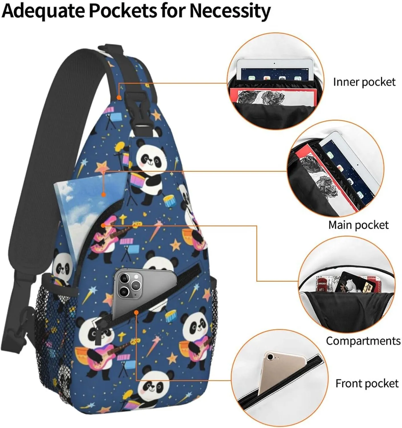 Cute Pandas Living in a Tree House Crossbody Bags Cross Chest Bag Adjustable Sling Backpack for Women Men