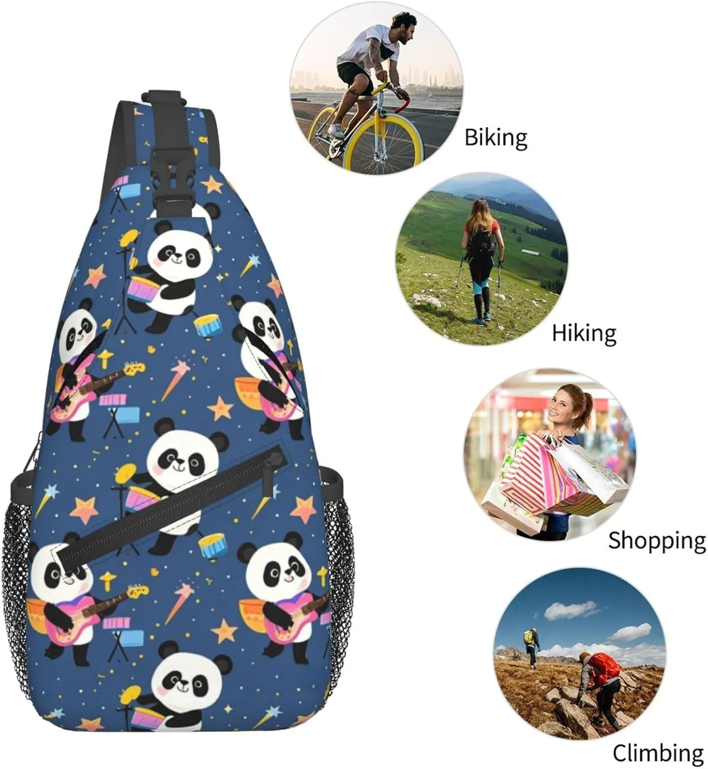 Cute Pandas Living in a Tree House Crossbody Bags Cross Chest Bag Adjustable Sling Backpack for Women Men