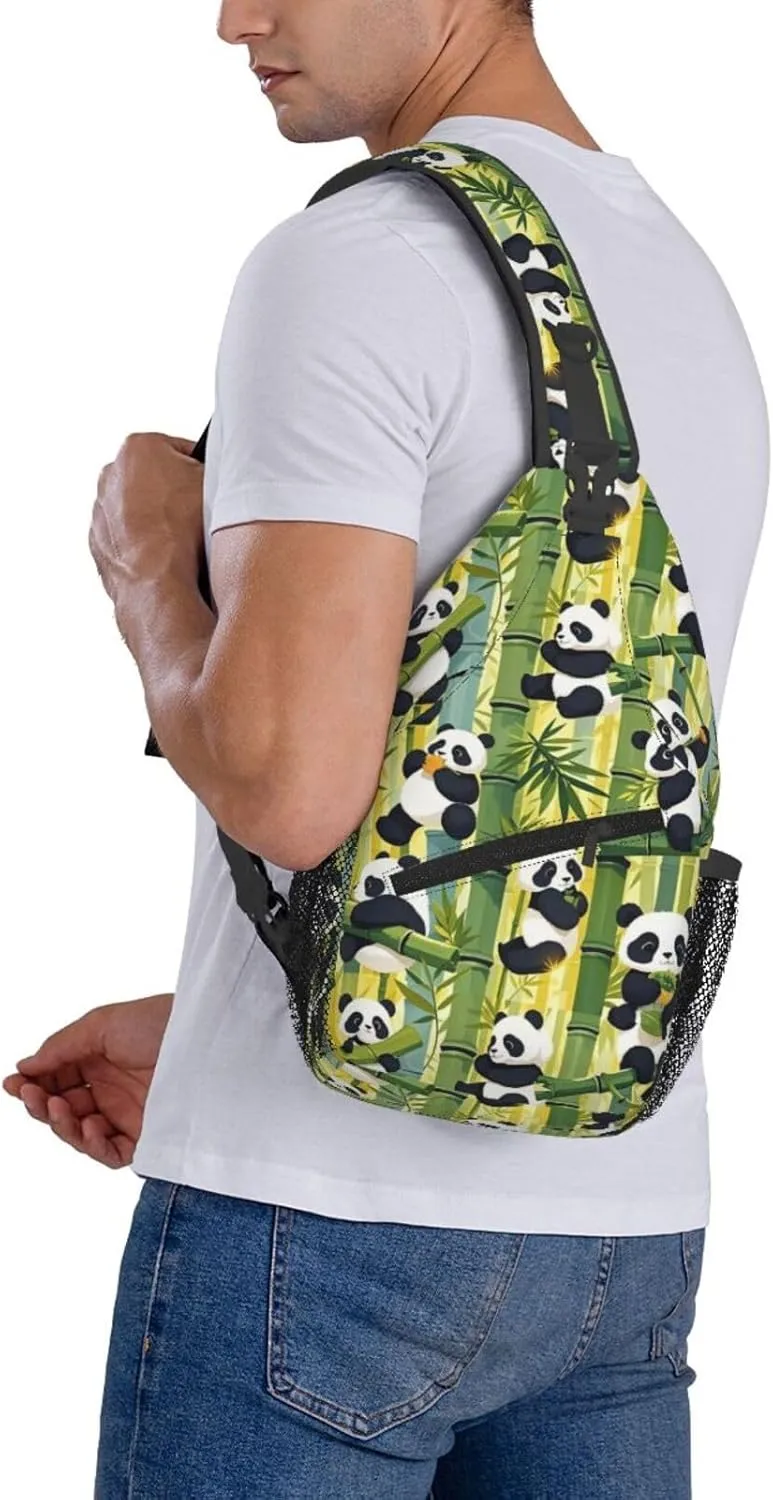Cute Pandas Living in a Tree House Crossbody Bags Cross Chest Bag Adjustable Sling Backpack for Women Men