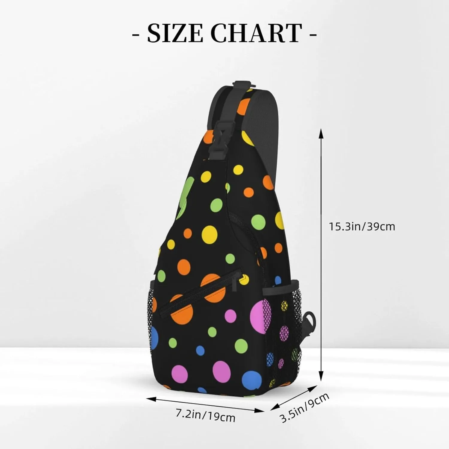 Cute Polka Dots Crossbody Sling Backpack Sling Bag Travel Hiking White Black Dots Chest Bag Daypack for Women Men