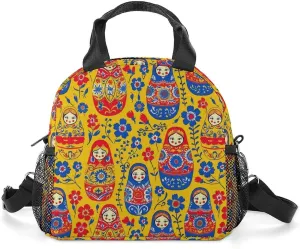 Cute Russians Dolles Lunch Bag Insulated Lunch Box Lunch Tote Bag Lunch Organizer Lunch Holder Handbag for Women Men