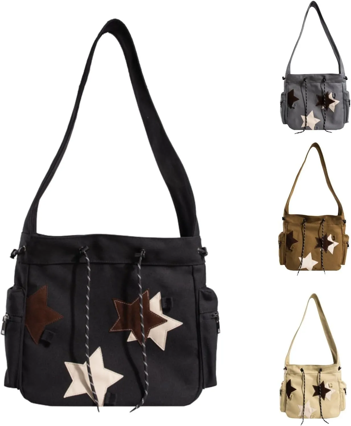 Cute Star Messenger Bag, Y2k Crossbody Bag, Kawaii Purse Canvas Crossbody, Aesthetic Shouder Bag For Women