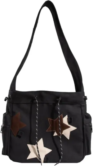 Cute Star Messenger Bag, Y2k Crossbody Bag, Kawaii Purse Canvas Crossbody, Aesthetic Shouder Bag For Women