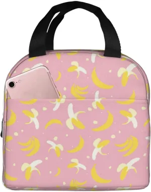 Cute Sweet Banana Pink Lunch Box Bag for Women Men, Insulated Lunch Bag Cooler Bag, Large Capacity Leakproof Reusable Lunch Tote for Work Office Picnic Travel