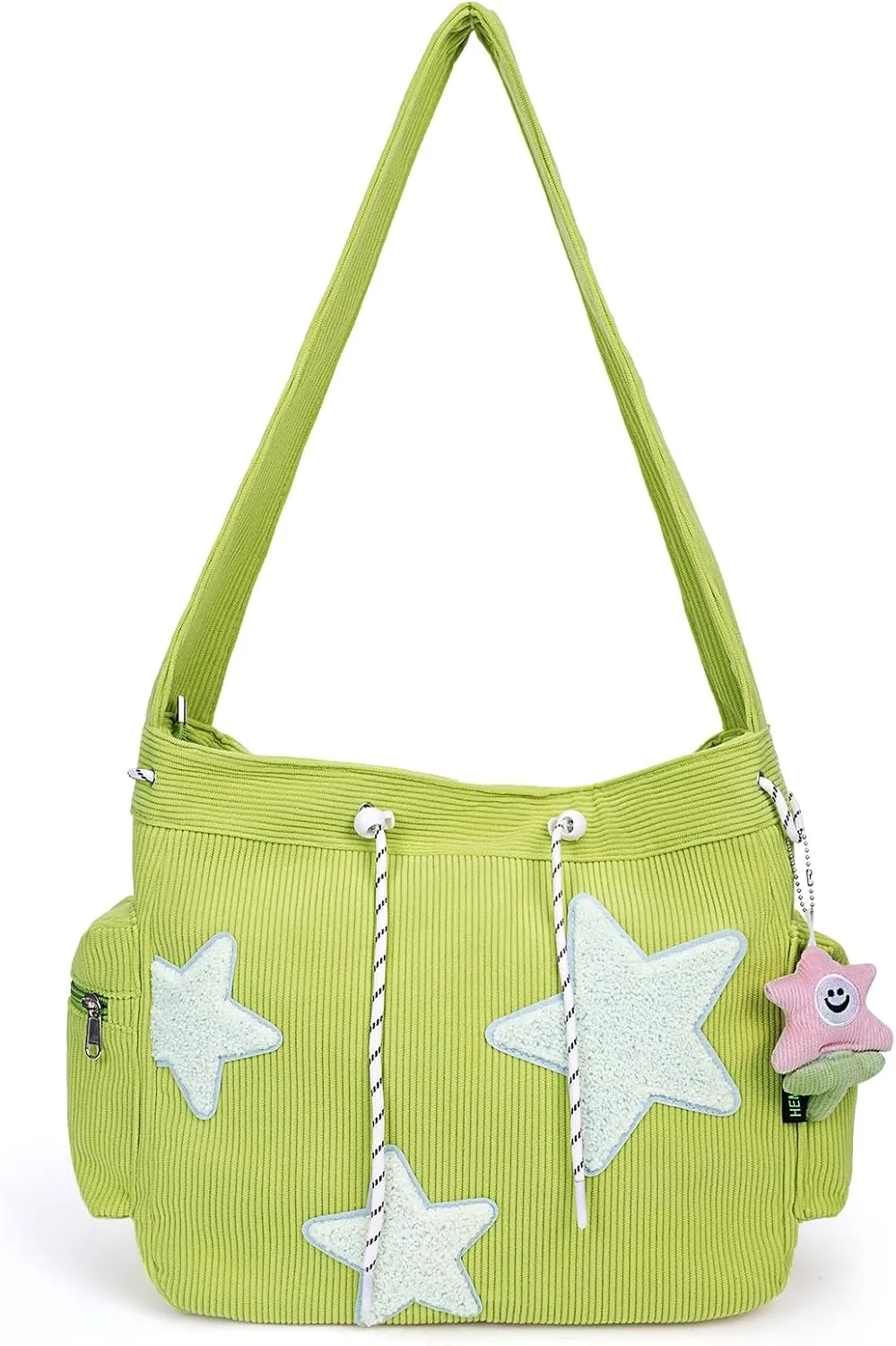 Cute Tote Bag for Women, Aesthetic Canvas Crossbody Bag Y2k Star Hobo Shoulder Purse Kawaii Zipper Messenger Bag