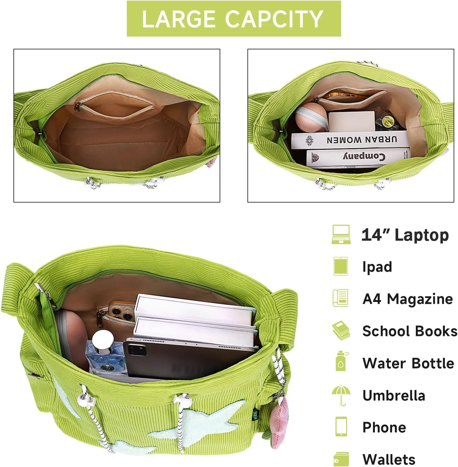 Cute Tote Bag for Women, Aesthetic Canvas Crossbody Bag Y2k Star Hobo Shoulder Purse Kawaii Zipper Messenger Bag