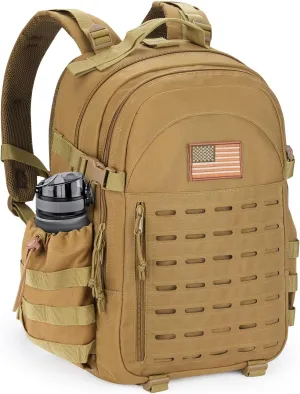 CVLIFE Tactical Backpack Military Molle Backpack for Men Women, Army Daypack with Laptop Compartment, 40L Assault Pack Rucksack Bug Out Bag for Outdoors Hiking Travel Camping, Tan