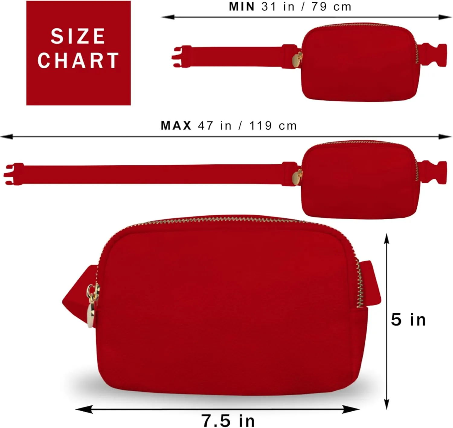 DANCOUR Vegan Leather Belt Bag for Women – Red Fanny Pack Crossbody, Stylish Large Waist Bag, Trendy Crossbody Belt Bag, Everywhere Fanny Pack for Travel, Fashionable Faux Leather Bag