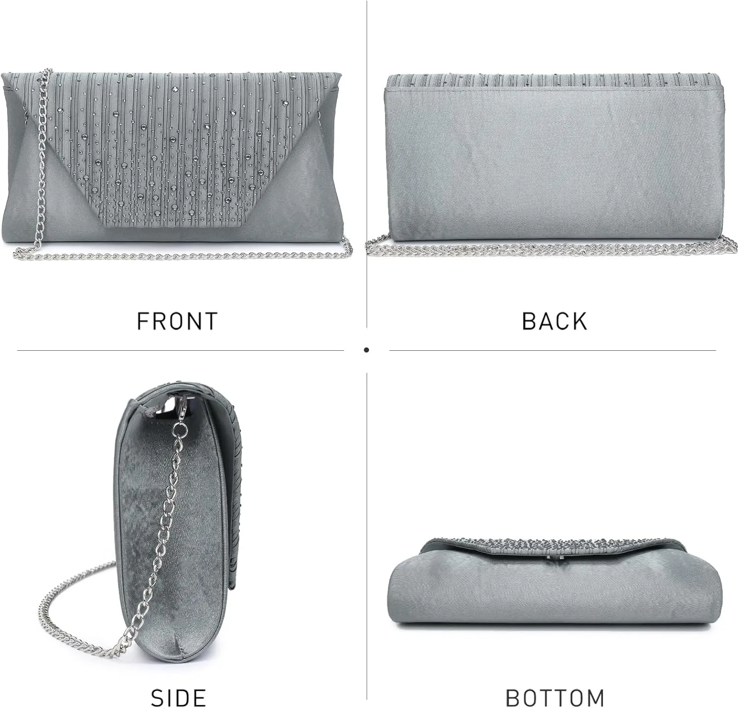 Dasein Women Evening Bags Wedding Purses Handbags Party Clutches Cocktail Prom Formal Clutch with Glitter Rhinestones