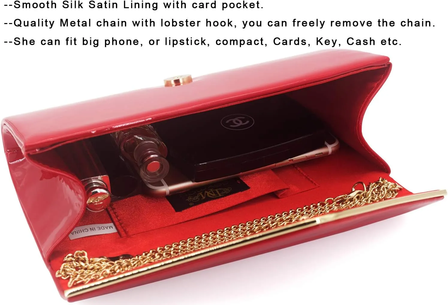 Dexmay Patent Leather Envelope Clutch Purse Shiny Candy Foldover Clutch Evening Bag for Women