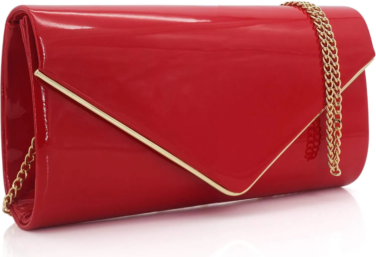 Dexmay Patent Leather Envelope Clutch Purse Shiny Candy Foldover Clutch Evening Bag for Women