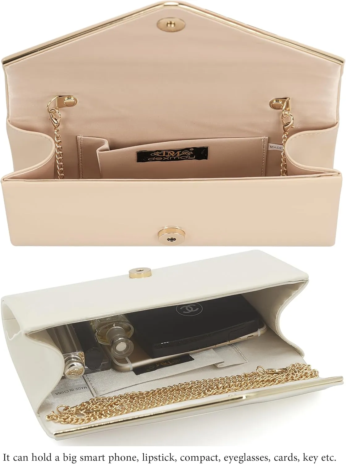 Dexmay Patent Leather Envelope Clutch Purse Shiny Candy Foldover Clutch Evening Bag for Women