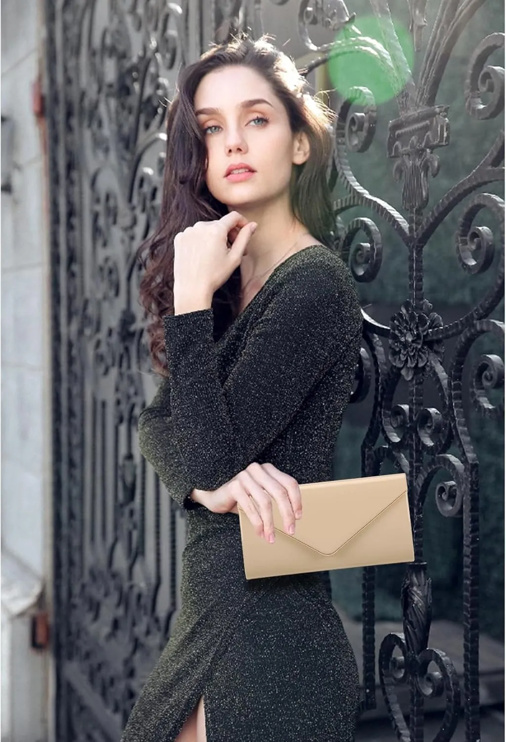 Dexmay Patent Leather Envelope Clutch Purse Shiny Candy Foldover Clutch Evening Bag for Women