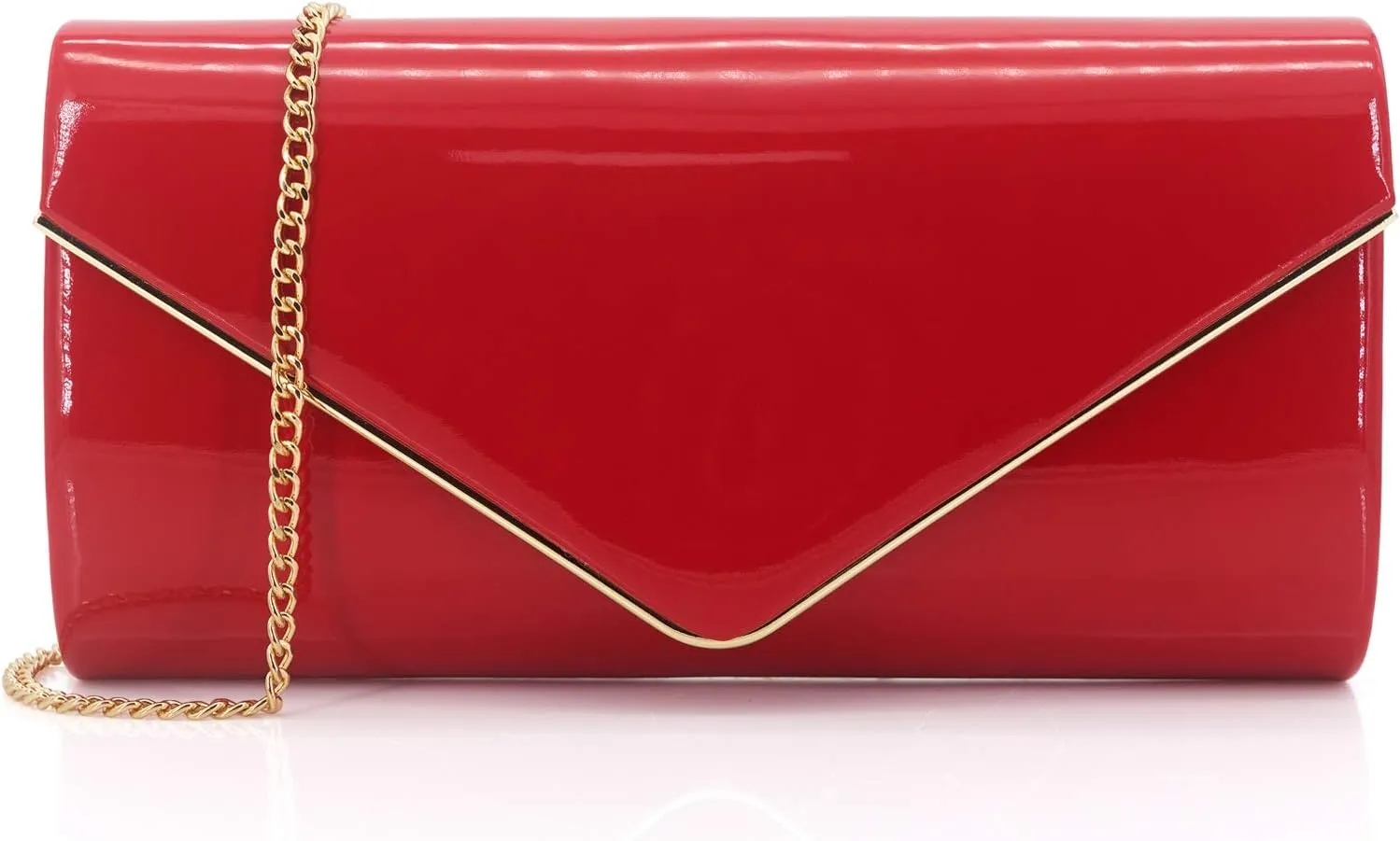 Dexmay Patent Leather Envelope Clutch Purse Shiny Candy Foldover Clutch Evening Bag for Women