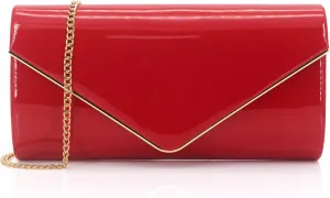 Dexmay Patent Leather Envelope Clutch Purse Shiny Candy Foldover Clutch Evening Bag for Women