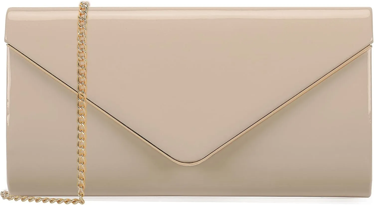 Dexmay Patent Leather Envelope Clutch Purse Shiny Candy Foldover Clutch Evening Bag for Women