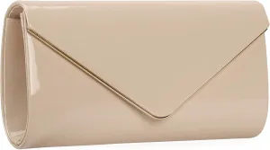 Dexmay Patent Leather Envelope Clutch Purse Shiny Candy Foldover Clutch Evening Bag for Women