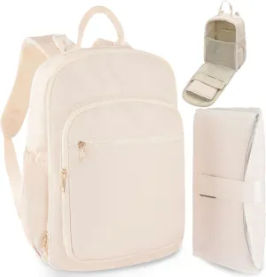 Diaper Bag Backpack Small Diaper Baby Bag for Travel, Mini Lightweight Diaper Backpack with Changing Pad Insulated Pockets (Beige)