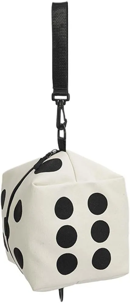Dice Shoulder Bag Canvas Handbag Fashion Dice Purse Unique Satchel Novelty Canvas Zipper Messenger Bag for Women