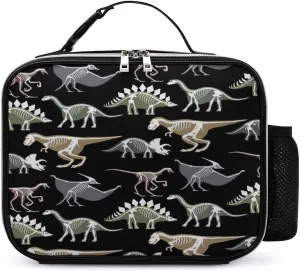 Dinosaurs Bone Fossil Print Lunch Bag Insulated Cooler Tote Bag Leakproof Bento Box for Travel Picnic Office