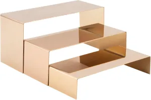 Display Risers Stainless Steel 3PCS Metal Golden Display Riser Stand Shoe Bag Holder Display Riser Shelf Showcase for Home Boutique Retail Store,Rose Gold