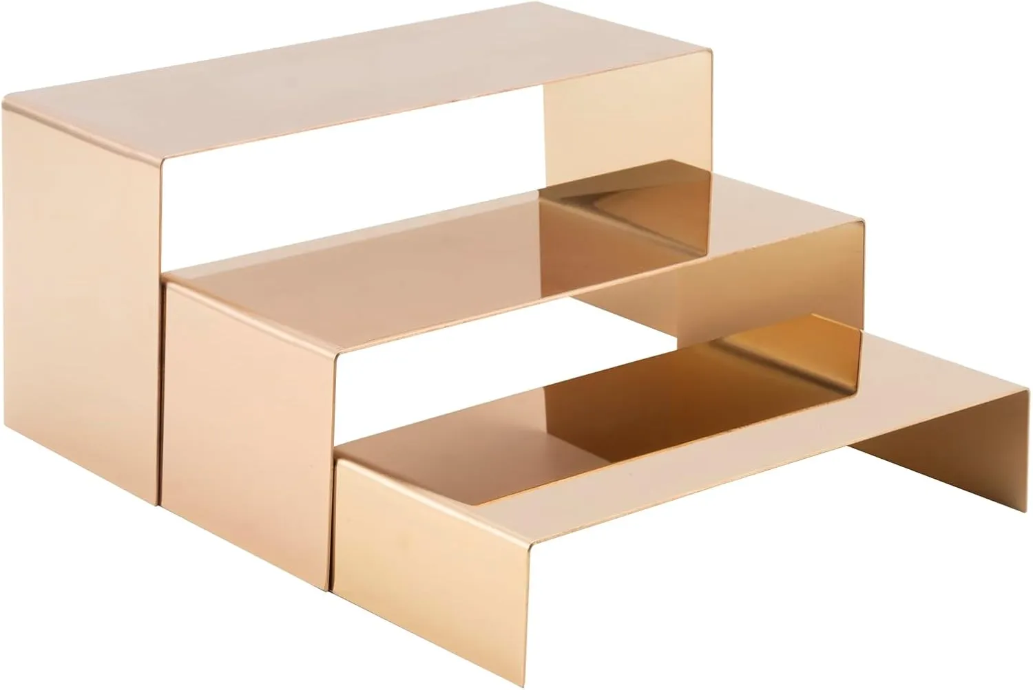 Display Risers Stainless Steel 3PCS Metal Golden Display Riser Stand Shoe Bag Holder Display Riser Shelf Showcase for Home Boutique Retail Store,Rose Gold