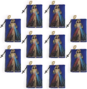 Divine Mercy of Jesus & Jesus is God, Bulk Catholic Icon Coin Purses, Small Fabric Zipper Pouch, Women's Travel Wallet for Phone, Cards, & Change, Clutch Purse for Rosaries & Religious Trinkets