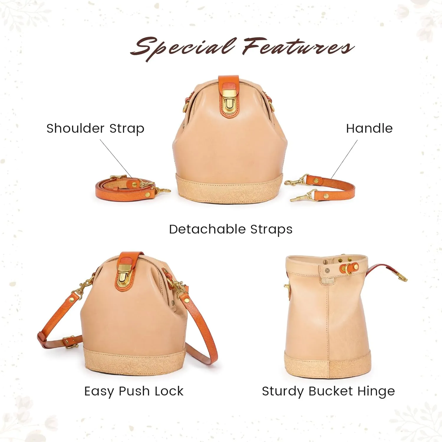 Doctor Bucket Crossbody Handbag | Luxurious and Versatile Bag for Women | Genuine Cowhide Leather