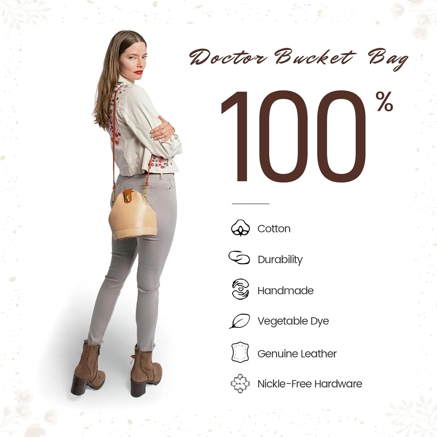 Doctor Bucket Crossbody Handbag | Luxurious and Versatile Bag for Women | Genuine Cowhide Leather