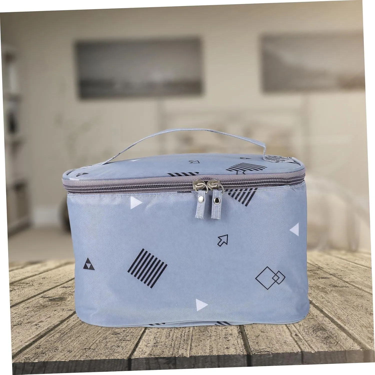 DOITOOL 1 PC Cosmetic Bag Waterproof Zipper Travel Tote Bag Makeup Creative Travel Bag Hanging Miss Oxford, Grey, 25X17X14CM