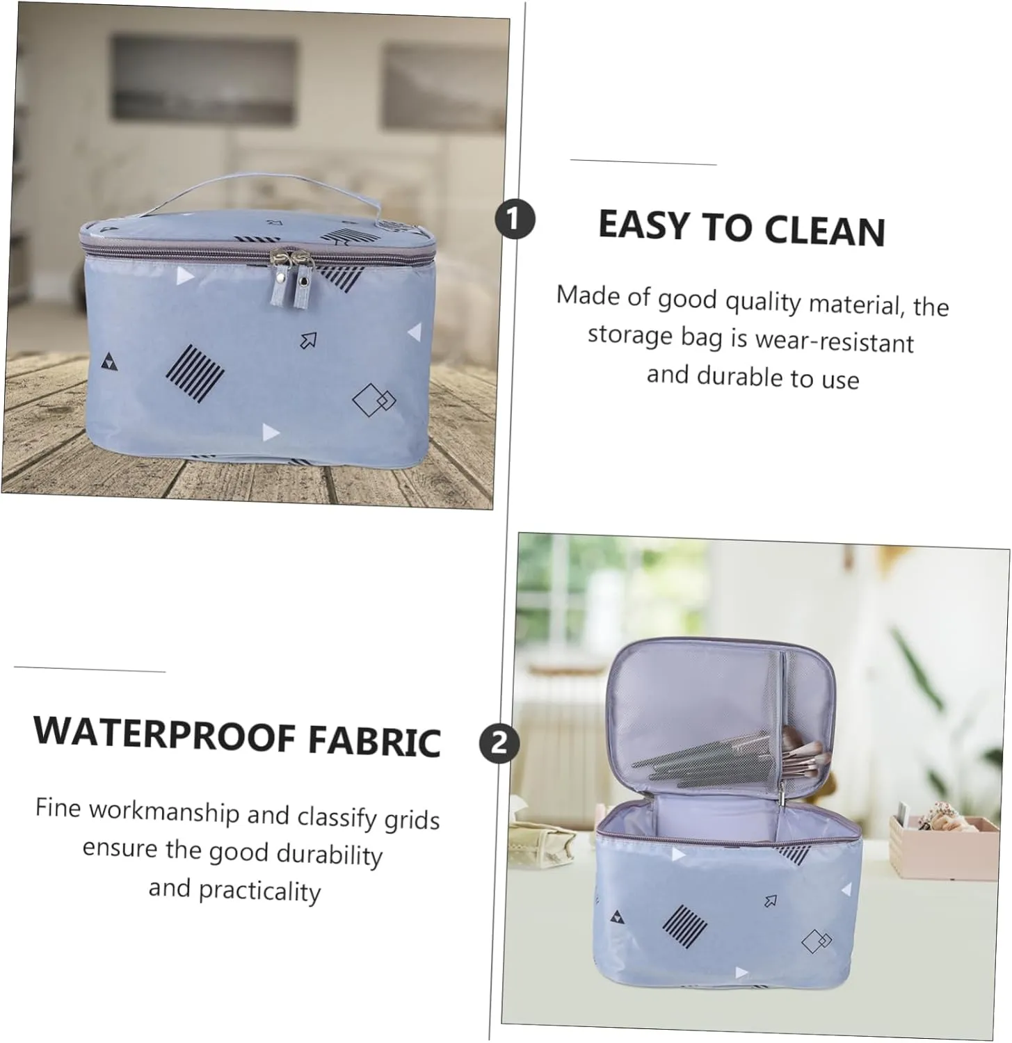 DOITOOL 1 PC Cosmetic Bag Waterproof Zipper Travel Tote Bag Makeup Creative Travel Bag Hanging Miss Oxford, Grey, 25X17X14CM