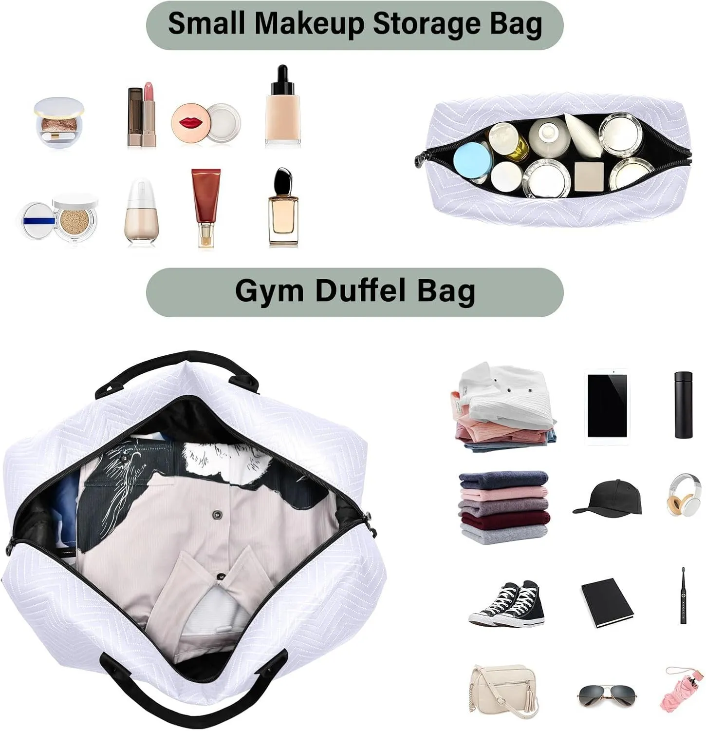 DOMIKING Lavender Travel Duffle Bag Foldable Weekender Overnight Bags for Women Men Carry On Gym Bag Personal Item Travel Bag with Toiletry Bag for Business Trip Travel Gym, 2 Pcs