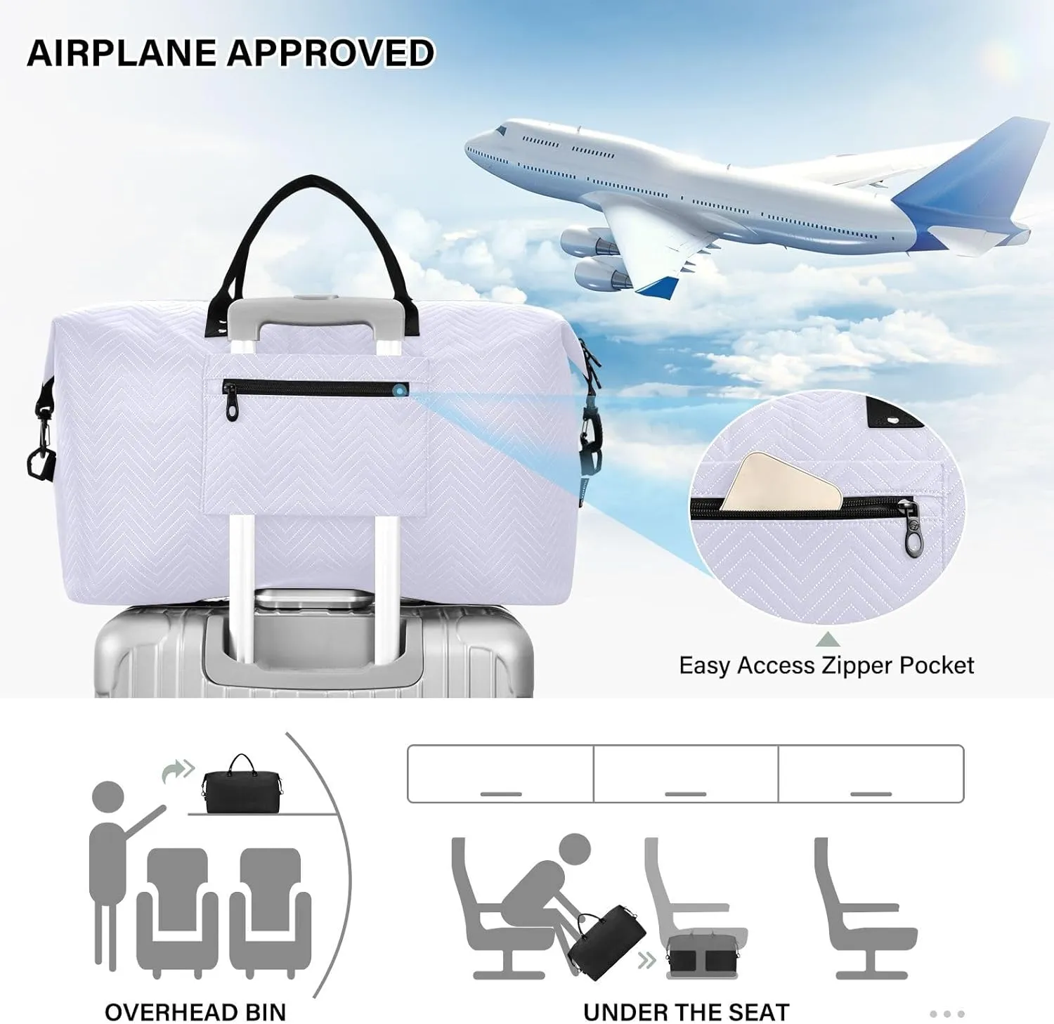 DOMIKING Lavender Travel Duffle Bag Foldable Weekender Overnight Bags for Women Men Carry On Gym Bag Personal Item Travel Bag with Toiletry Bag for Business Trip Travel Gym, 2 Pcs