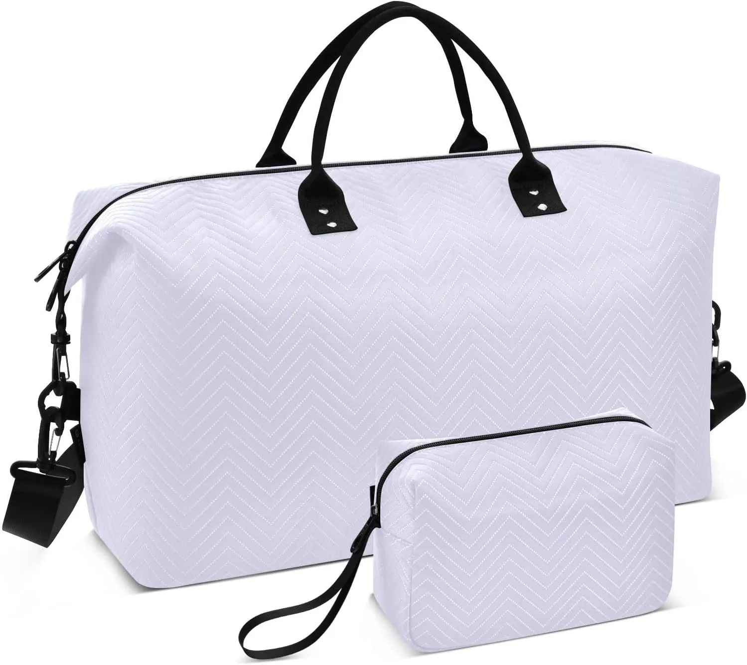 DOMIKING Lavender Travel Duffle Bag Foldable Weekender Overnight Bags for Women Men Carry On Gym Bag Personal Item Travel Bag with Toiletry Bag for Business Trip Travel Gym, 2 Pcs