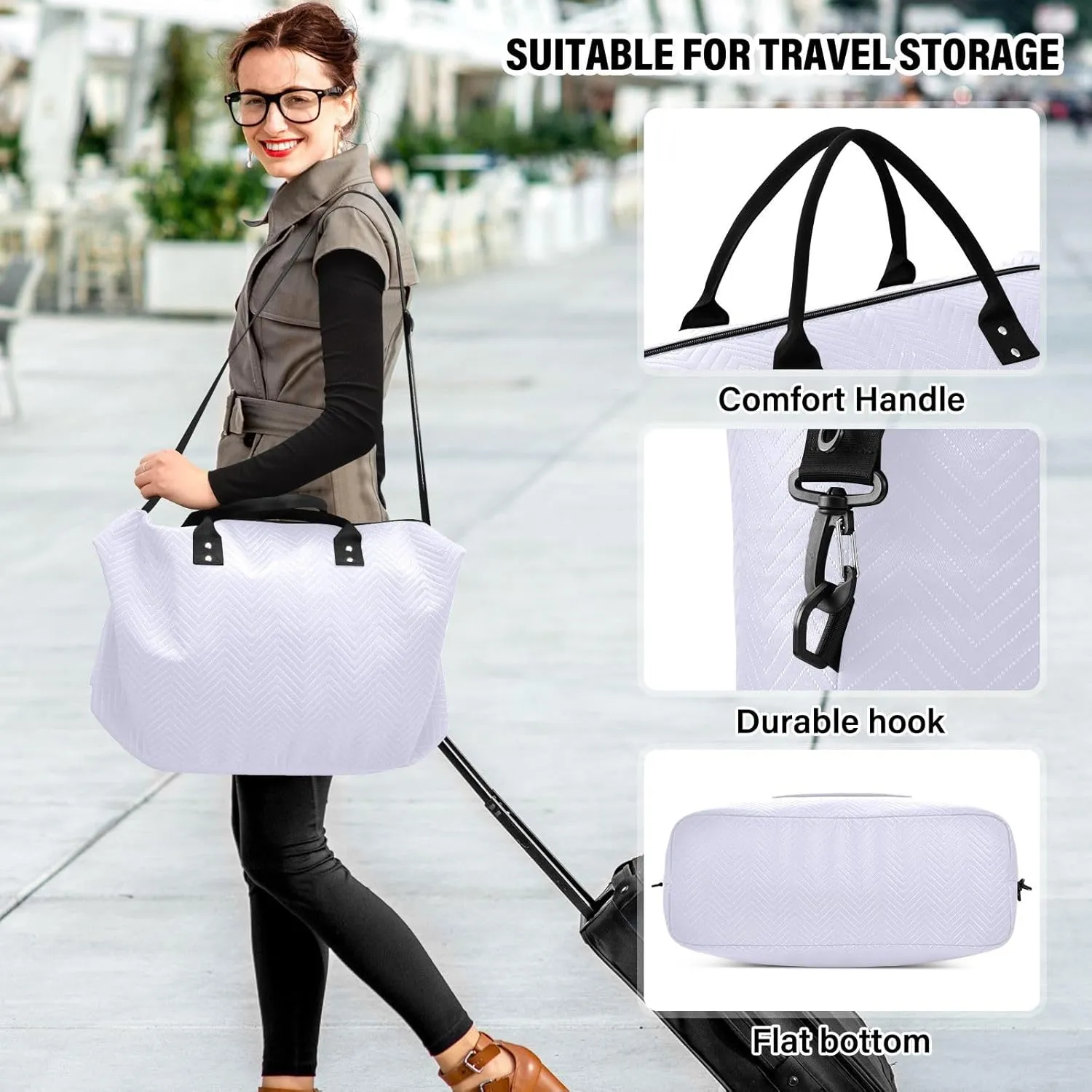 DOMIKING Lavender Travel Duffle Bag Foldable Weekender Overnight Bags for Women Men Carry On Gym Bag Personal Item Travel Bag with Toiletry Bag for Business Trip Travel Gym, 2 Pcs