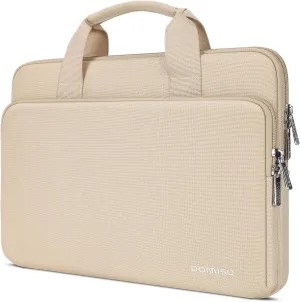 DOMISO 15.6 inch Laptop Sleeve Bag Water-Resistant Carrying Case with Handle for Yoga 720 IdeaPad S510 320 ThinkPad T570 E575/Dell XPS 15/HP Envy Pavilion/15.6" Notebooks,Beige
