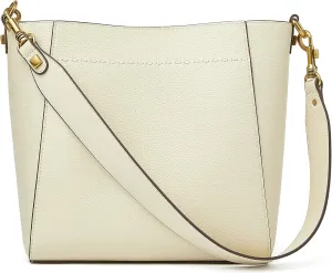DORIS&JACKY Leather Bucket Tote Bags for Women Designer Shoulder Hobo Purse and Handbags with Detachable Wide Strap