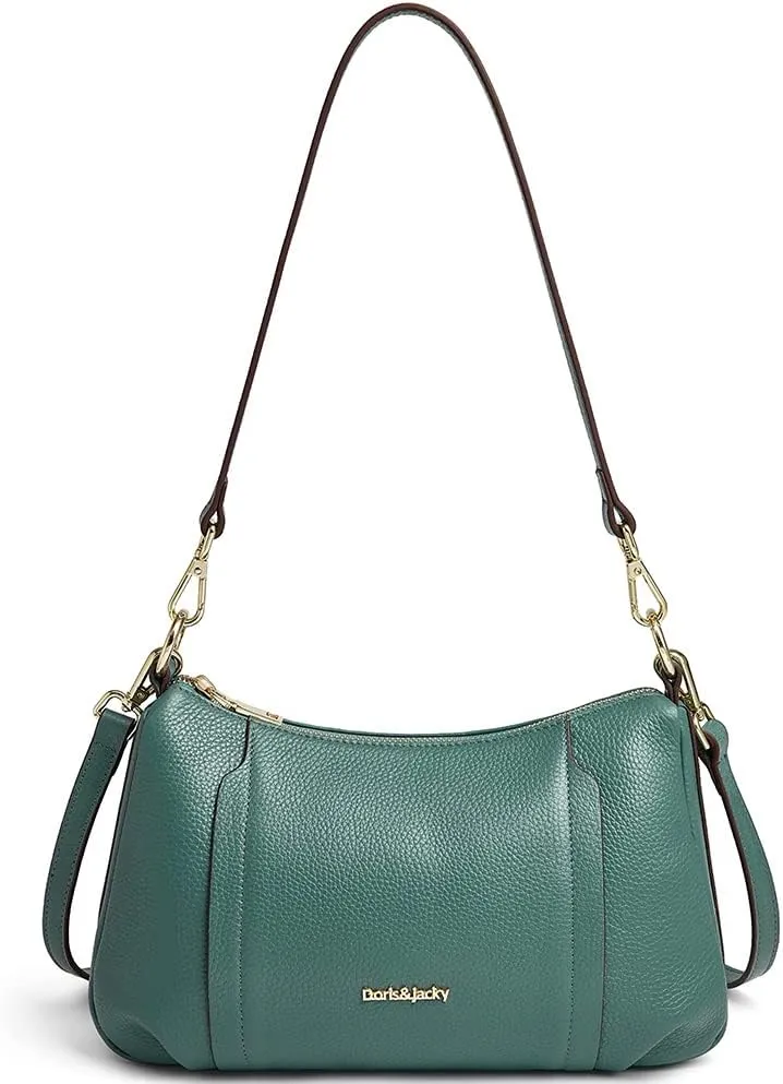 DORIS&JACKY Leather Shoulder Handbags For Women Medium Designer Crossbody Purse And Bags With Two Detachable Straps