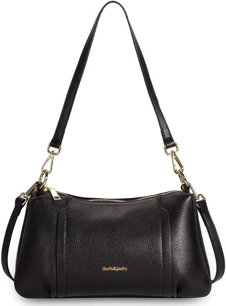 DORIS&JACKY Leather Shoulder Handbags For Women Medium Designer Crossbody Purse And Bags With Two Detachable Straps