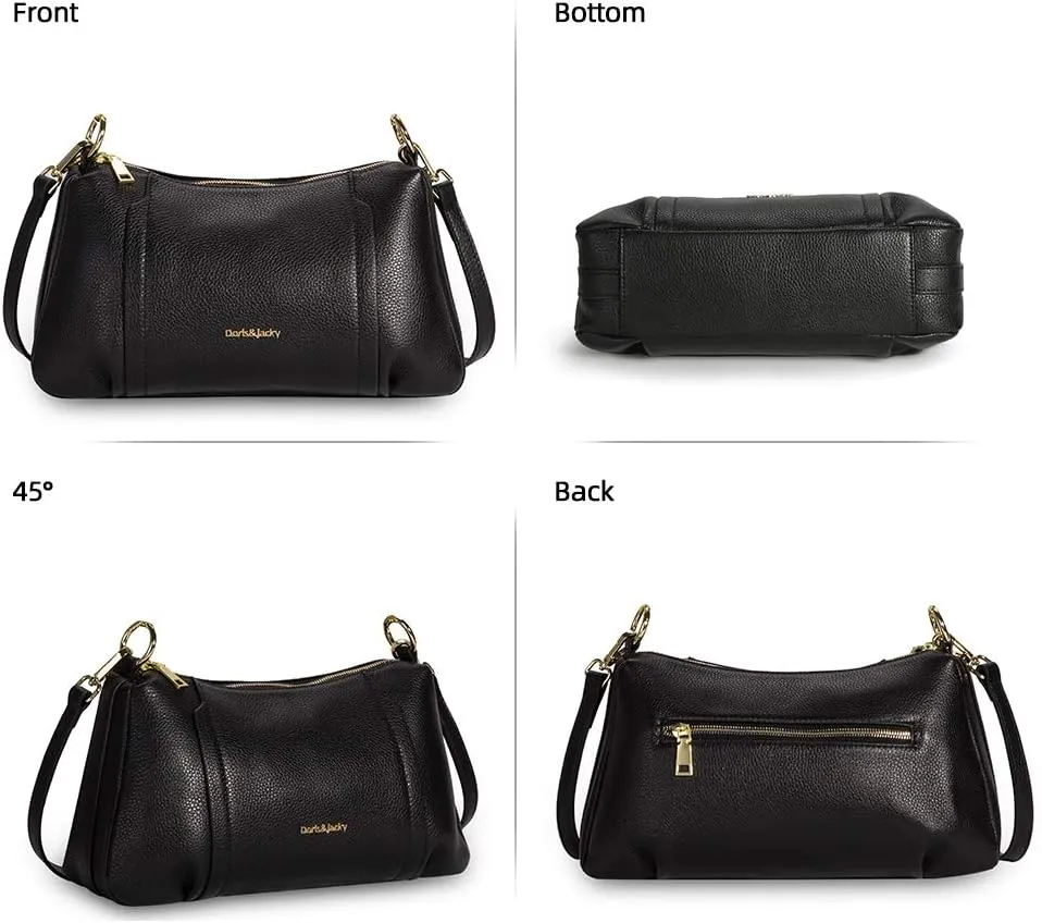DORIS&JACKY Leather Shoulder Handbags For Women Medium Designer Crossbody Purse And Bags With Two Detachable Straps