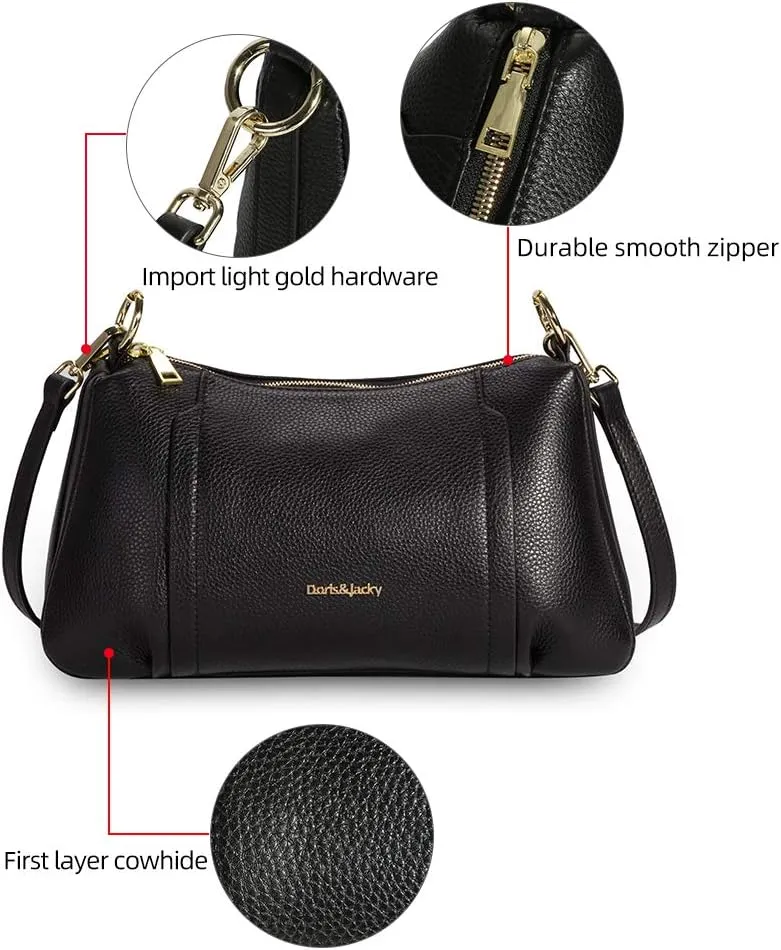 DORIS&JACKY Leather Shoulder Handbags For Women Medium Designer Crossbody Purse And Bags With Two Detachable Straps