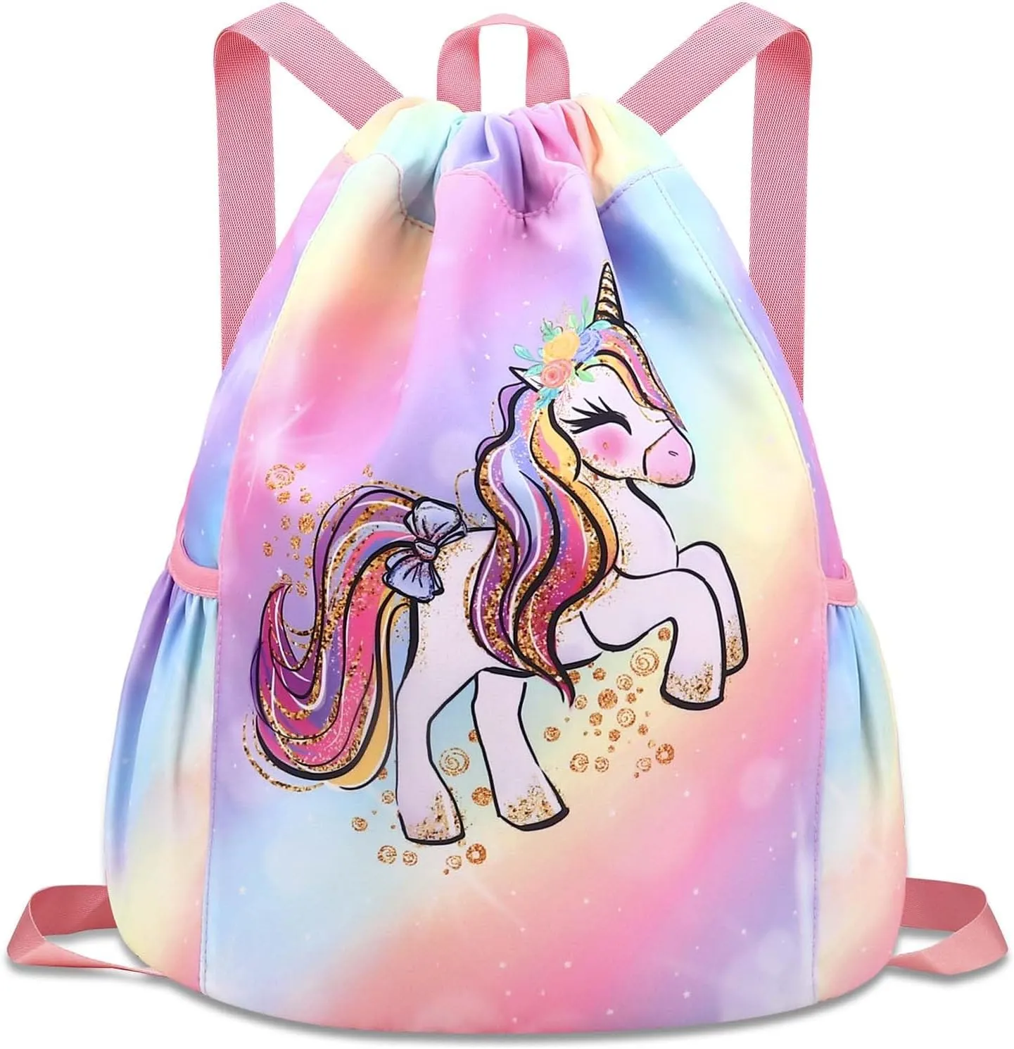 Drawstring Backpack for Kids - Girls Dance Bag,Sport Gym Beach Swim Travel Daypack