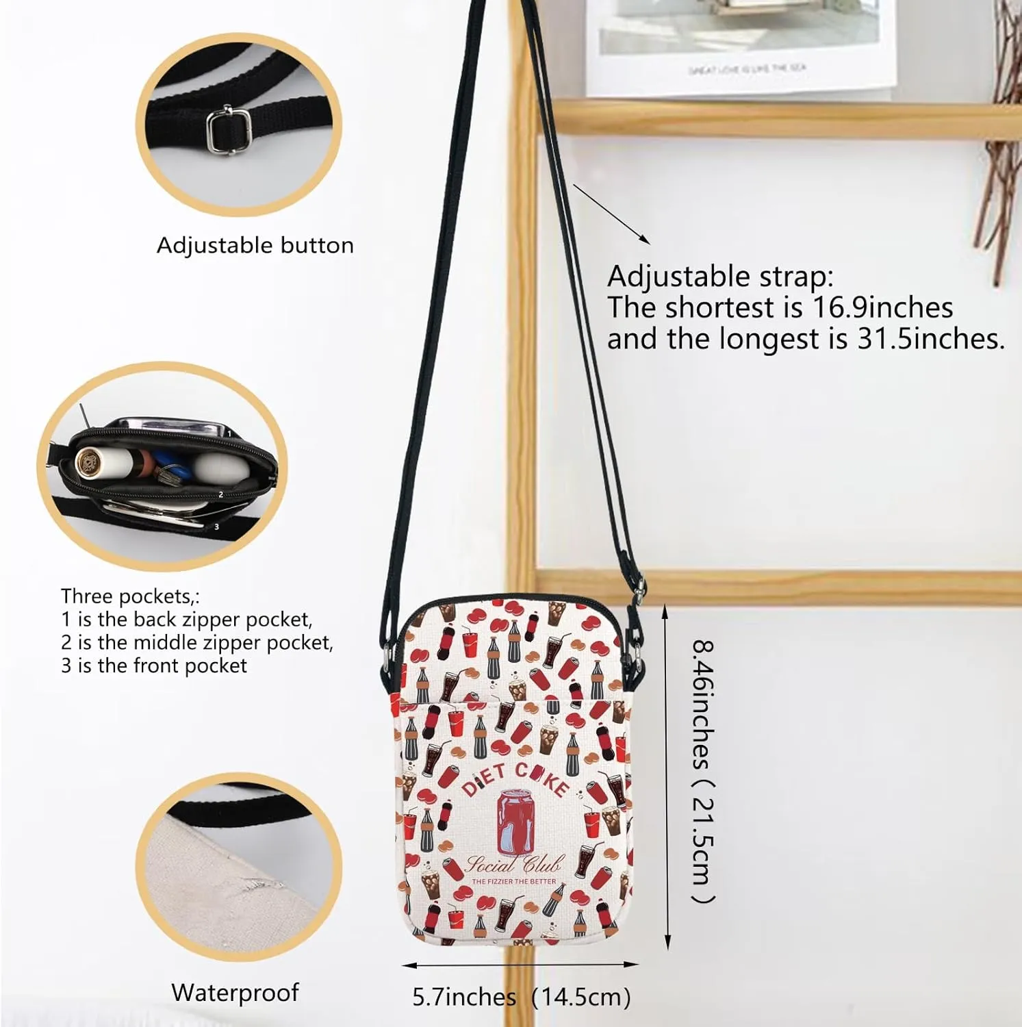 Drinks Crossbody Bag Fizzy Drink Lover Gift Fizzy Drink Addict Shoulder Bag Drink Lover Messenger Bag Vodka Drinker Gift