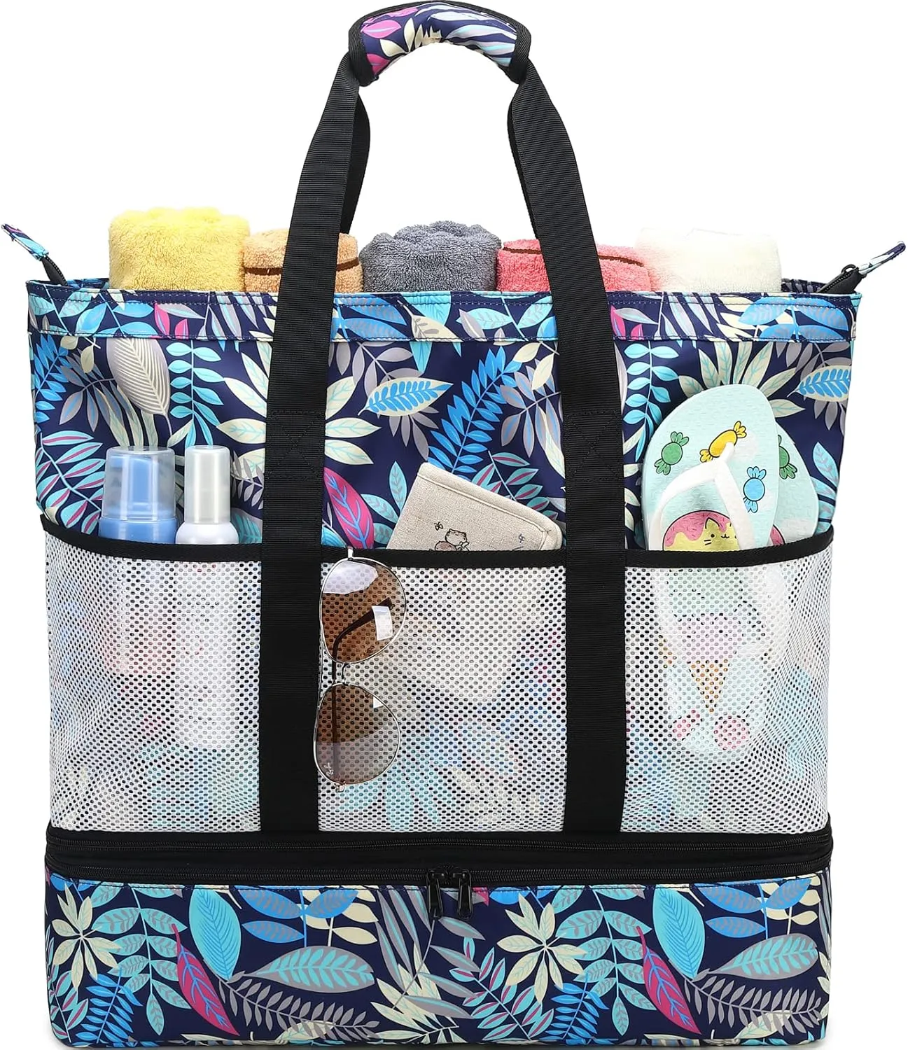 DSIUE Beach Bags with Cooler - Waterproof Sandproof Tote for Women - Large Pool Gym Travel Bag
