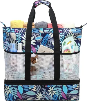 DSIUE Beach Bags with Cooler - Waterproof Sandproof Tote for Women - Large Pool Gym Travel Bag