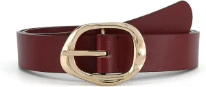 Earnda Leather Belts for Women Casual Fashion Waist Belt with Liquid Shapes Gold Buckle for Jeans Pants Dresses