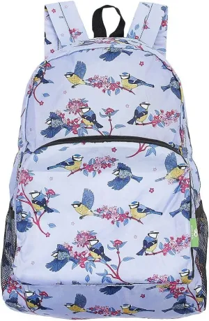 ECO CHIC Hiking Lightweight Packable Backpack - Foldable Daypack for Travel & Hiking & Outdoor Adventures - Waterproof Backpack from Recycled Materials (Blue Tits Lilac)