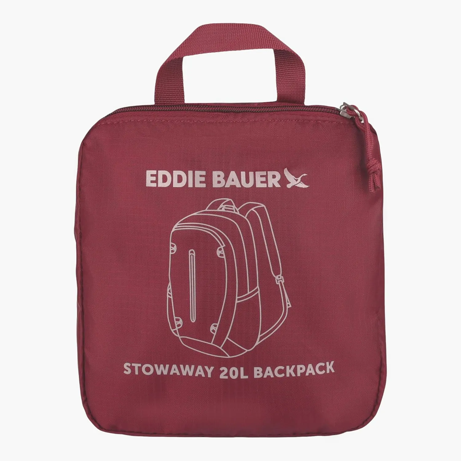 Eddie Bauer Stowaway Packable Backpack-Made from Ripstop Polyester, Black Cherry, 20L
