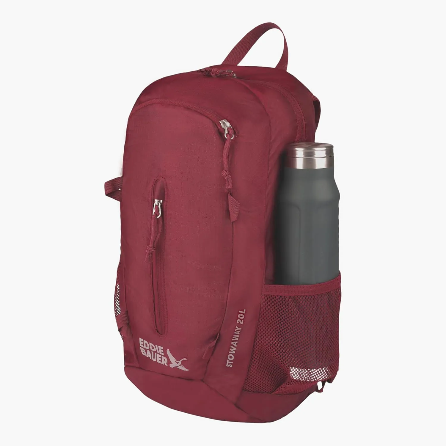 Eddie Bauer Stowaway Packable Backpack-Made from Ripstop Polyester, Black Cherry, 20L
